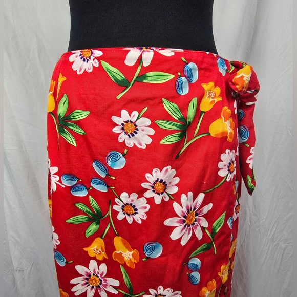 Portraits by Northern Isles Vintage Tropical Floral Wrap Midi Skirt sz PM - Picture 2 of 6